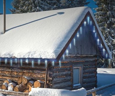 XXL Eiszapfen Lichterkette kalt weiß - 72 LED - Garten Deko Beleuchtung mit Timer