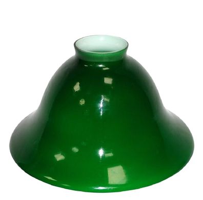 Lampenschirm, Antiker Glas-Schirm, Konisch geschweift Grün-Weiß, 20 cm