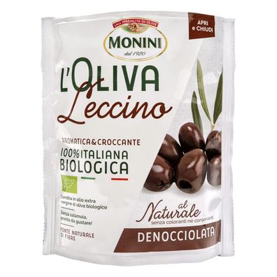 Monini Leccino Bio Oliven Rot Entsteint al Natural Italia 150g