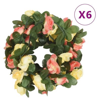 vidaXL Weihnachtskränze Blumen 6 Stk. Frühlingsrosen 250 cm