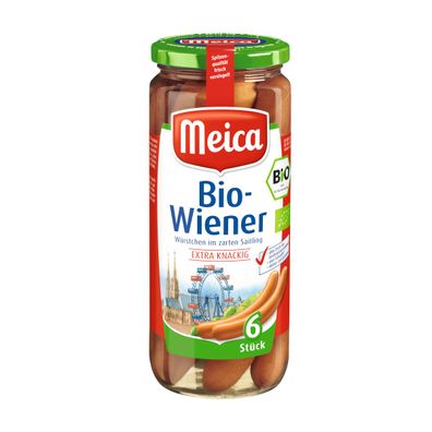 Meica Bio 6 Wiener Würstchen extra knackig ATG 250g Glas 540g