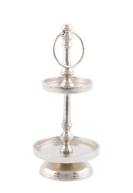 Aluminium Etagere 2er - silber - Höhe 31 cm