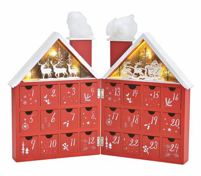 Adventskalender Haus mit LED - zum aufklappen - Weihnachts Kalender