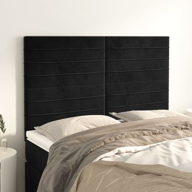 vidaXL Kopfteile 4 Stk. Schwarz 72x5x78/88 cm Samt