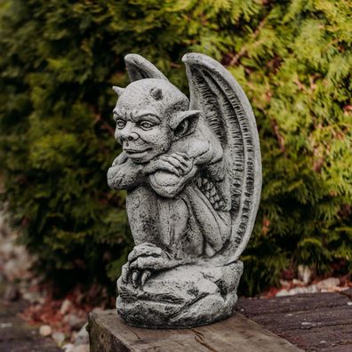 Steinfigur Gargoyle der Wächter, H. 46 cm, 21 kg, aus Steinguss frostsicher