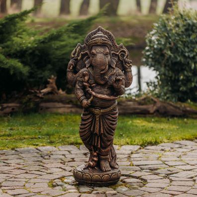 Stein-Statue göttlicher Ganesha in exklusiver Farbgebung Steinguss frostsicher