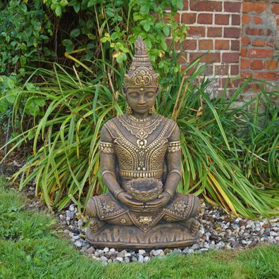 Massive Steinfigur thailändische Buddha-Statue Höhe 80 cm Steinguss frostsicher