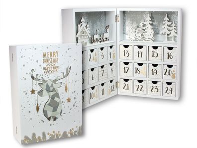 Buch Adventskalender 30cm mit 24 Boxen - aufklappbar