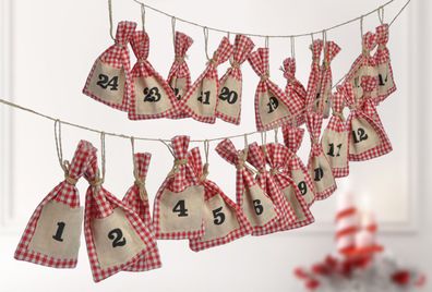 Adventskalender mit 24 Säckchen - 220 cm Länge - Adventskalender zum befüllen