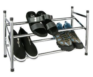 Schuhregal ausziehbar bis 118cm - 2 Ebenen - Teleskop Schuhablage Schuhständer