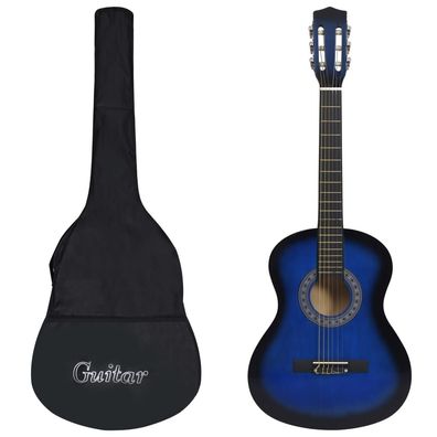 vidaXL Klassikgitarre für Anfänger mit Tasche Blau 3/4 36"