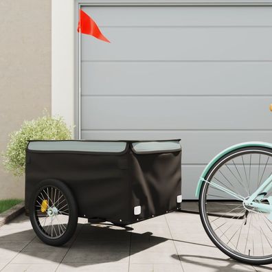 vidaXL Fahrradanhänger Schwarz und Grau 45 kg Eisen