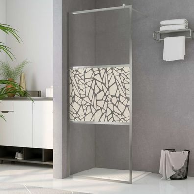 vidaXL Duschwand für Begehbare Dusche ESG-Glas Steindesign 100x195 cm