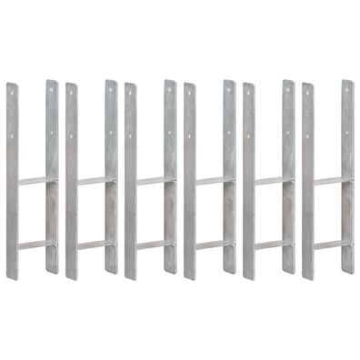 vidaXL Pfostenträger 6 Stk. Silbern 14×6×60 cm Verzinkter Stahl