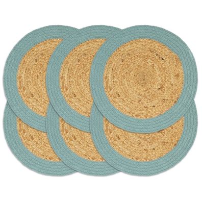 vidaXL Tischsets 6 Stk. Natur und Grün 38 cm Jute und Baumwolle