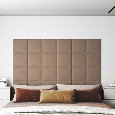 vidaXL Wandpaneele 12 Stk. Cappuccino-Braun 30x30cm Kunstleder 1,08 m²