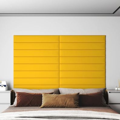 vidaXL Wandpaneele 12 Stk. Gelb 90x15 cm Samt 1,62 m²