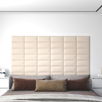 vidaXL Wandpaneele 12 Stk. Creme 30x15 cm Samt 0,54 m²