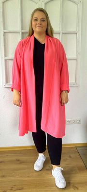 Italy 52/54 Leichter Viskose Mantel lange Jacke Oversize Schalkragen Rosa