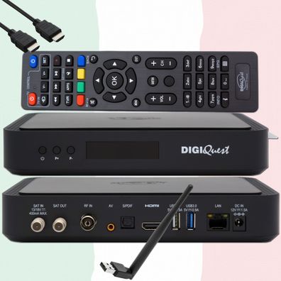 TiVuSat Karte 4K UHD + DIGIQuest Q80 4K H.265 S2 + T2 Combo Receiver - TiVuSat zerti