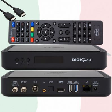 TiVuSat Karte 4K UHD + DIGIQuest Q80 4K H.265 S2 + T2 Combo Receiver - TiVuSat zerti