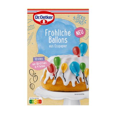 Dr. Oetker Fröhliche Ballons 12 Stück verschiedene Farben Packung 8g