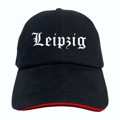 Leipzig Cappy - Altdeutsch bedruckt - Schirmmütze - Schwarz-Rotes Cap