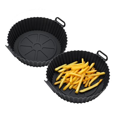 Airfryer Silikon Form rund - 2er Set - Kunststoff Heißluft Fritteuse Back Korb