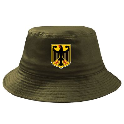 Deutschland Wappen Fischerhut - Oliv - bedruckt - Bucket Hat Anglerhut