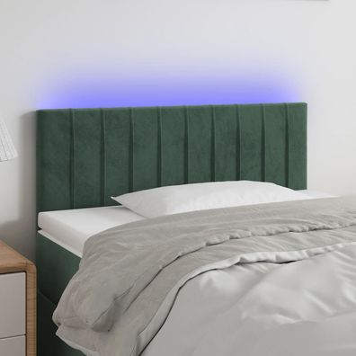 vidaXL LED Kopfteil Dunkelgrün 90x5x78/88 cm Samt