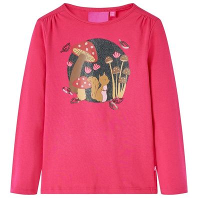 Kinder-Langarmshirt Knallrosa 128