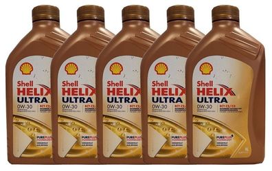 5x1 Liter Shell Helix Ultra ECT C2/ C3 0W-30 , MB 229.52, 229.51, 229.31, Fiat