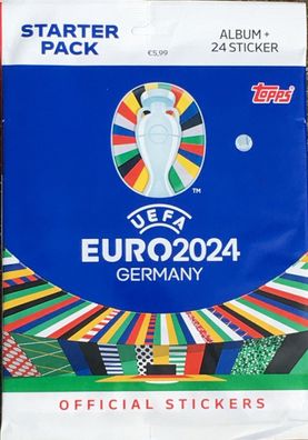 Topps Official EURO 2024 Sticker Collection Starter Pack Album + 24 Sticker NEU!