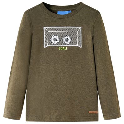 Kinder-Langarmshirt Khaki Melange 116