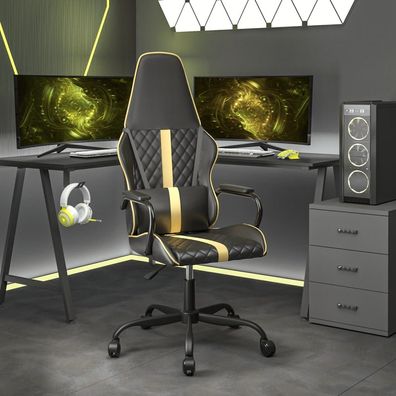 vidaXL Gaming-Stuhl mit Massagefunktion Gold und Schwarz Kunstleder