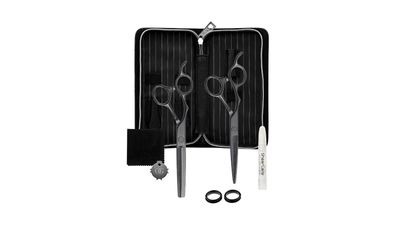 Olivia Garden SilkCut Matt Black Set Left HS 5,75 Zoll und Modellierschere 6,0 Zoll