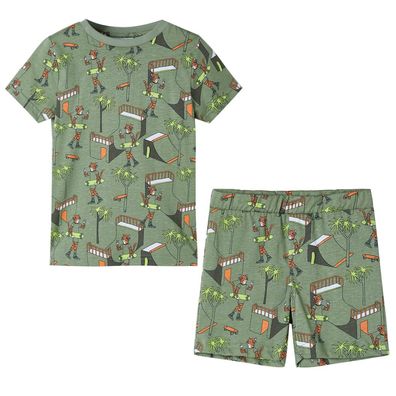 Kinderpyjama mit Kurzen Ärmeln Hellkhaki 128