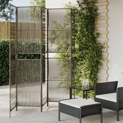 vidaXL Paravent 5-tlg. Grau Poly Rattan