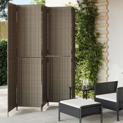 vidaXL Paravent 5-tlg. Grau Poly Rattan