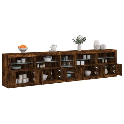 vidaXL Sideboard mit LED-Leuchten Räuchereiche 283x37x67 cm