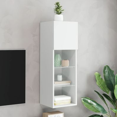 vidaXL TV-Schrank mit LED-Leuchten Weiß 30,5x30x90 cm