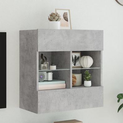vidaXL TV-Wandschrank mit LED-Leuchten Betongrau 58,5x30x60,5 cm