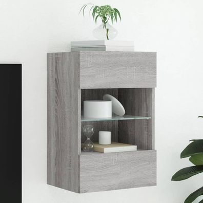 vidaXL TV-Wandschrank mit LED-Leuchten Grau Sonoma 40x30x60,5 cm