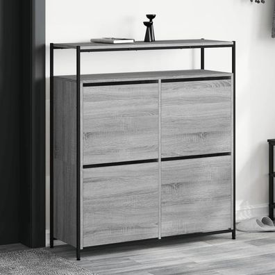 vidaXL Schuhschrank mit 4 Klappen Grau Sonoma 100x34x112 cm