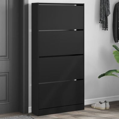 vidaXL Schuhschrank mit 4 Klappen Schwarz 80x21x163,5 cm