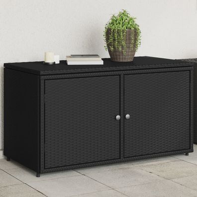 vidaXL Gartenschrank Schwarz 110x55x60,5 cm Poly Rattan