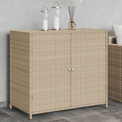 vidaXL Gartenschrank Beige 83x45x76 cm Poly Rattan