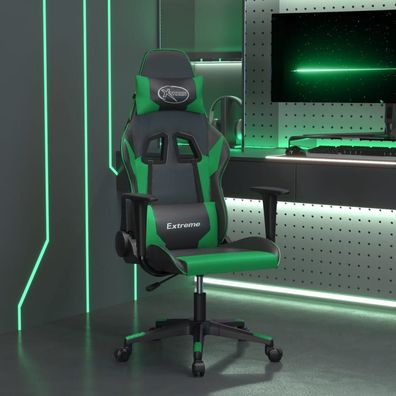 vidaXL Gaming-Stuhl mit Massagefunktion Schwarz und Grün Kunstleder