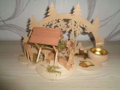 kleiner Schwibbogen mit Wald-und Tiermotiv - Ratags Holzdesign-echt Erzgebirge