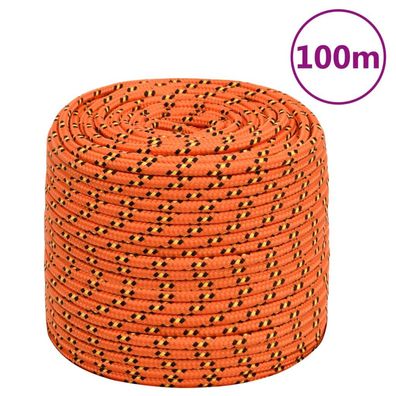 vidaXL Bootsseil Orange 8 mm 100 m Polypropylen